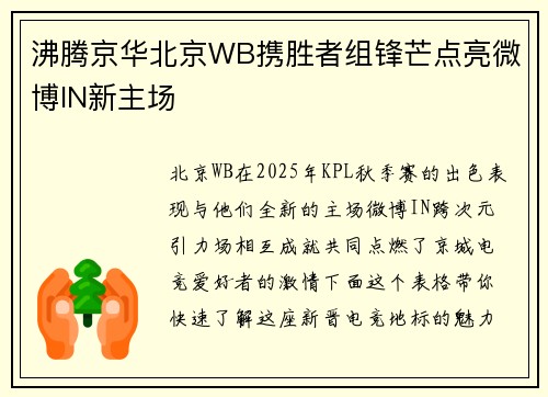 沸腾京华北京WB携胜者组锋芒点亮微博IN新主场